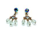 Mariana Earrings Dangling Tanzanite, Sapphire AB & Clear Austrian Crystals My Treasures Coll.