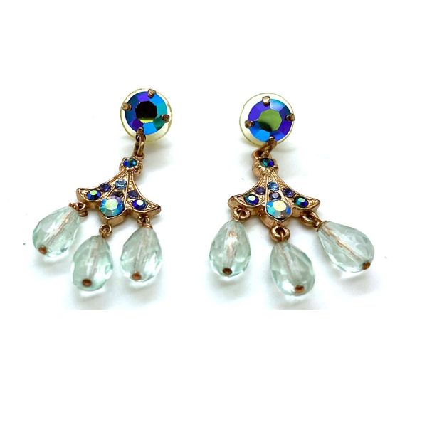 Mariana Earrings Dangling Tanzanite, Sapphire AB & Clear Austrian Crystals My Treasures Coll.