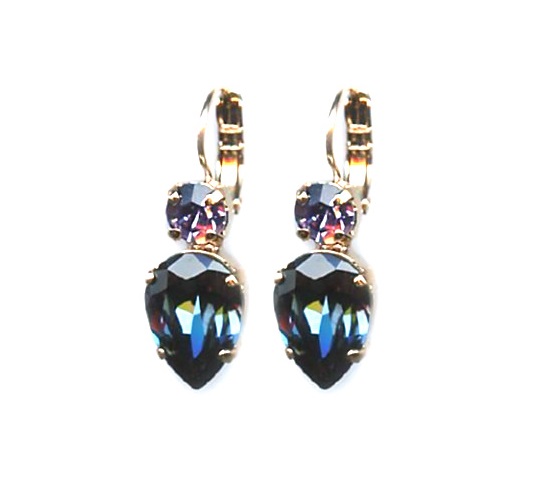 Mariana Earrings Shimmering Heliotrope & Montana Blue Austrian Crystals Electra Odyssey Coll.