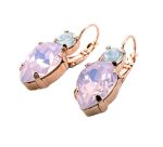 Mariana Earrings Lovely Pear Shape Opals Austrian Crystals Snowflake Winter Wonderland Coll.