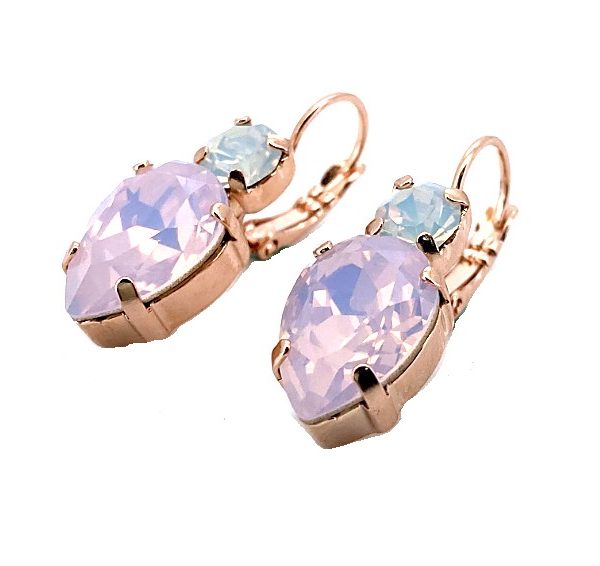 Mariana Earrings Lovely Pear Shape Opals Austrian Crystals Snowflake Winter Wonderland Coll.