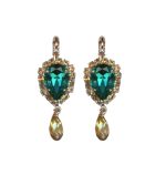 Mariana Earrings Elegant Pear Shape Teal & Golden Shadow Austrian Crystals Tinsel Winter Wonderland Coll. - Image 2