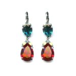 Mariana Earrings Stunning Pear Shaped Siam, Blue Zircon & Yellow Opal Austrian Crystals Masai Africa Coll. - Image 3