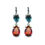Mariana Earrings Stunning Pear Shaped Siam, Blue Zircon & Yellow Opal Austrian Crystals Masai Africa Coll. - Image 2