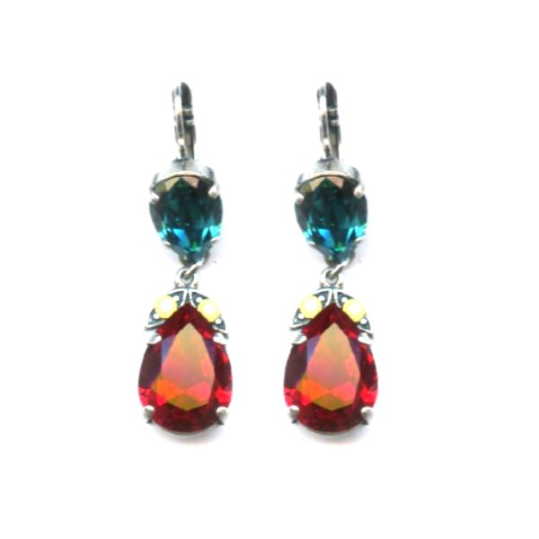 Mariana Earrings Stunning Pear Shaped Siam, Blue Zircon & Yellow Opal Austrian Crystals Masai Africa Coll.