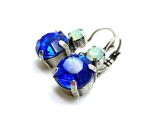 Earrings By Mariana Zhang Silk Road Coll. Gorgeous Royal Blue & Chrysolite Opal Austrian Crystals - Image 2