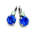 Earrings By Mariana Zhang Silk Road Coll. Gorgeous Royal Blue & Chrysolite Opal Austrian Crystals