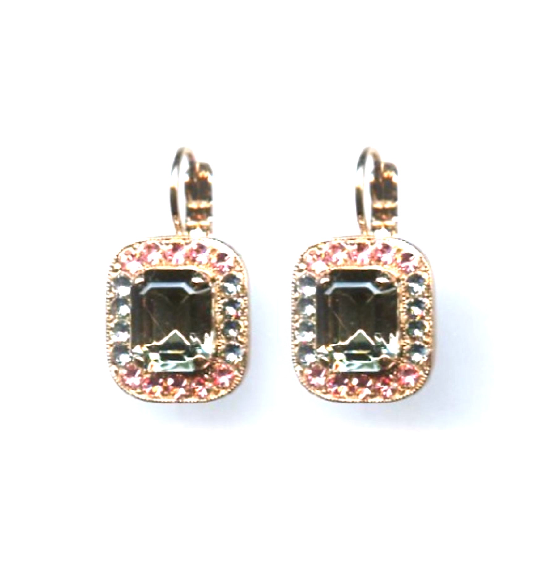 E-1040-1-1083-RG6 (3) Mariana Earrings Sophisticated Lt Rose & Clear Austrian Crystals Madagascar Africa Coll. - Image 1