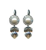 Mariana Earrings Teardrop Nude Czech, Clear & Pearl Austrian Crystals Kalahari Africa Coll. - Image 2