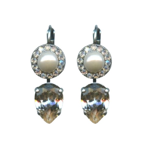 Mariana Earrings Teardrop Nude Czech, Clear & Pearl Austrian Crystals Kalahari Africa Coll.