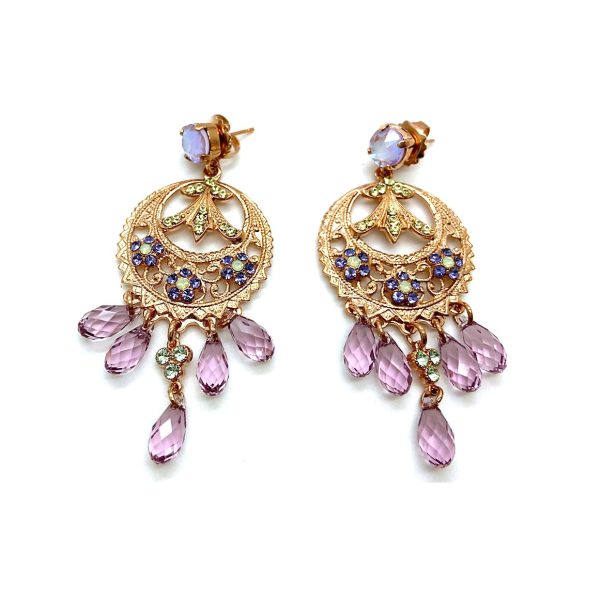 Earrings By Mariana Woman Beautiful Amethyst and Tanzanite Swarovski Crystals