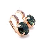Mariana Earrings Madagascar Africa Coll. Silver Night & Lt Rose Austrian Crystals - Image 2