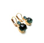 Mariana Earrings Faceted Jade Emerald Mineral & Lt Sapphire Austrian Crystals My Treasures Coll. - Image 3