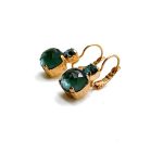 Mariana Earrings Faceted Jade Emerald Mineral & Lt Sapphire Austrian Crystals My Treasures Coll. - Image 2