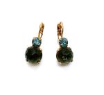 Mariana Earrings Faceted Jade Emerald Mineral & Lt Sapphire Austrian Crystals My Treasures Coll.