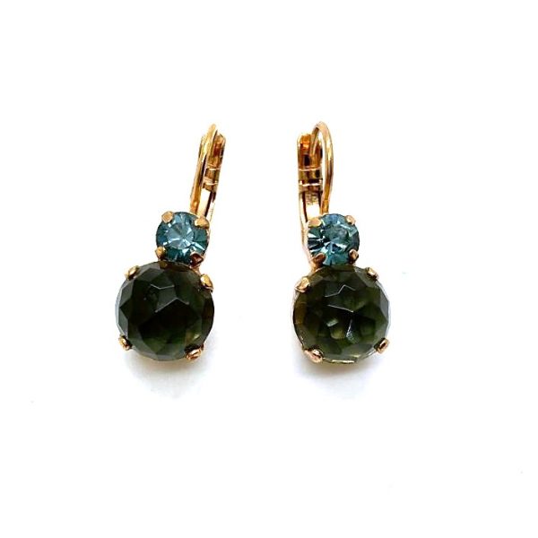 Mariana Earrings Faceted Jade Emerald Mineral & Lt Sapphire Austrian Crystals My Treasures Coll.