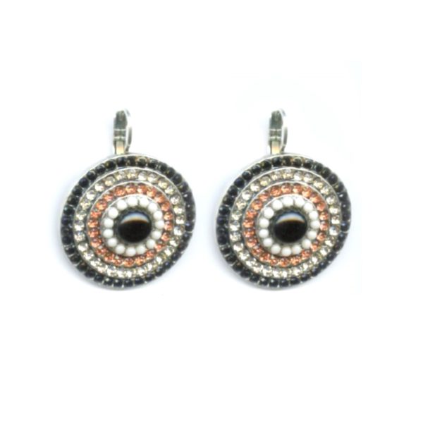 Mariana Earrings Fab Jet, Clear, White Opal & Lt Peach Austrian Crystals Pomegranate Silk Road Coll.