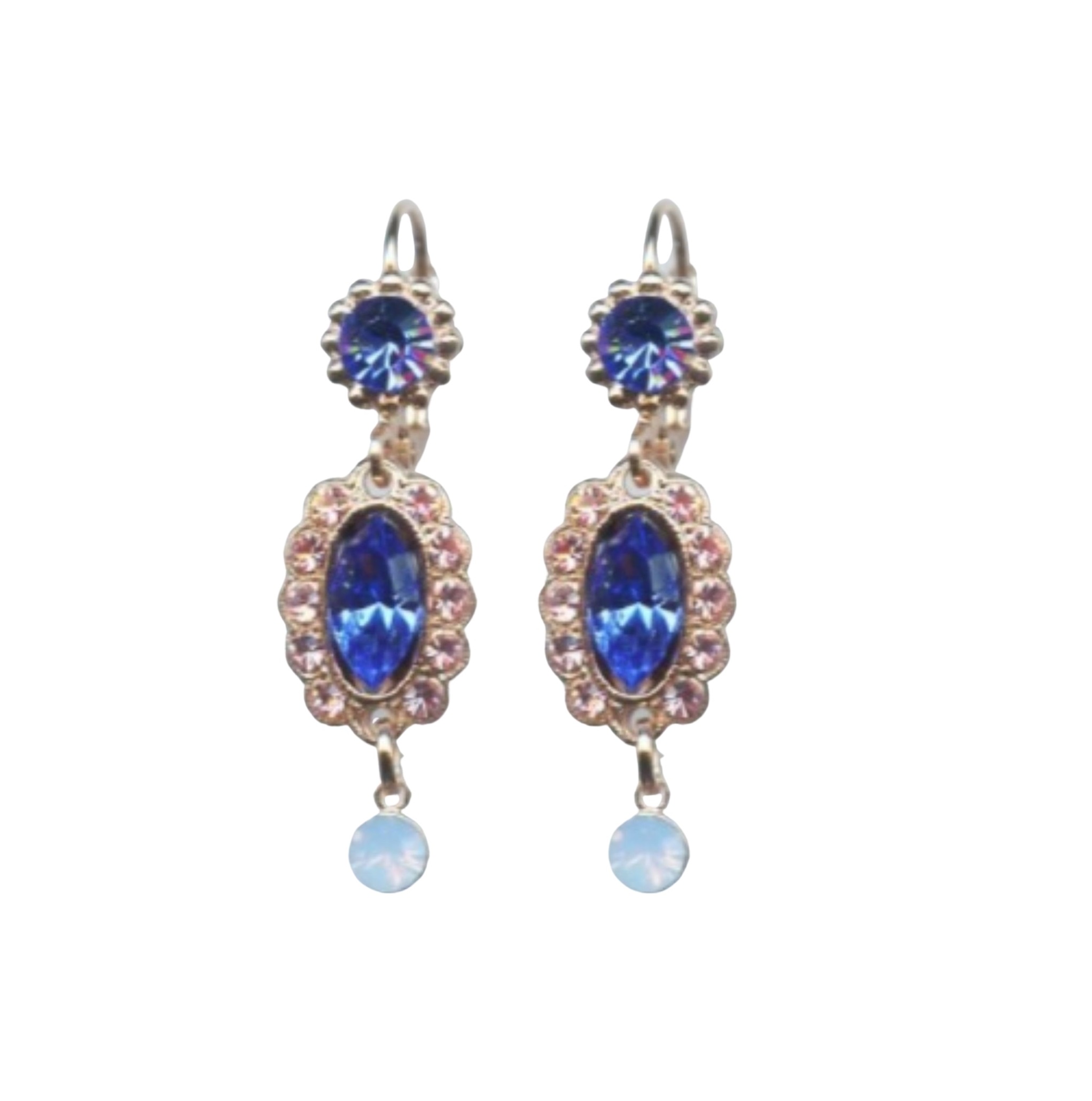 E-1092-1-1068-RG6 (3) Mariana Earrings Exquisite Blues & Lt Rose Austrian Crystals Kiss From A Rose Songbook Coll. - Image 1