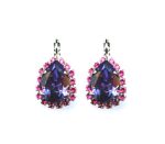 Mariana Earrings Pear Shaped Tanzanite & Fuchsia Austrian Crystals My Treasures Coll. - Image 2