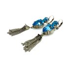 Mariana Earrings Tassel & Pear Shaped in Blues Austrian Crystals Zambezi Africa Coll. - Image 3