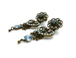 Mariana Earrings Boho Dangling Turq, Denim Blue, Chrysolite & Lt Peach Austrian Crystals My Treasures Coll. - Image 2