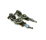 Mariana Earrings Boho Dangling Turq, Denim Blue, Chrysolite & Lt Peach Austrian Crystals My Treasures Coll. - Image 3