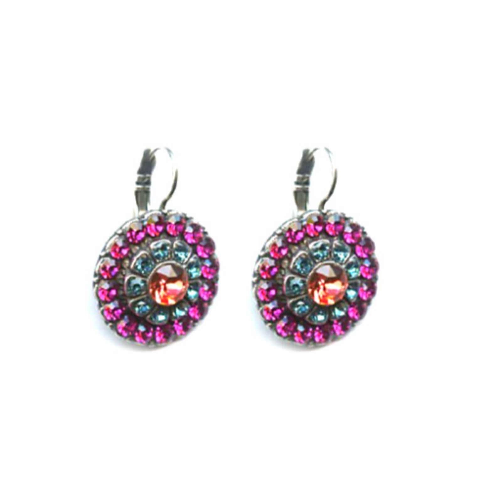 E-1131-1-292-SP6 Mariana Earrings Shimmering Indian Pink, Peach & Sapphire Austrian Crystals Sorbet Sweet Summer Coll. - Image 1