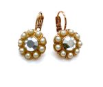 Mariana Earrings Dainty Floral Comet Argent Lt & Cream Pearl Austrian Crystals My Treasures Coll.