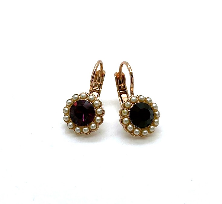 E-1133-M48280-RG6 (1) Mariana Earrings Exquisite Pearl Mineral & Jet Austrian Crystals My Treasures Coll. - Image 1