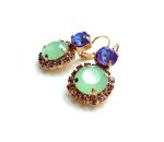 Mariana Earrings Gorgeous Matt Mint Green, Lavender Delight & Lt Amethyst Austrian Crystals Levander Botanica Coll. - Image 3