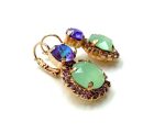 Mariana Earrings Gorgeous Matt Mint Green, Lavender Delight & Lt Amethyst Austrian Crystals Levander Botanica Coll. - Image 2