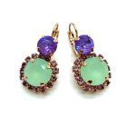 Mariana Earrings Gorgeous Matt Mint Green, Lavender Delight & Lt Amethyst Austrian Crystals Levander Botanica Coll.