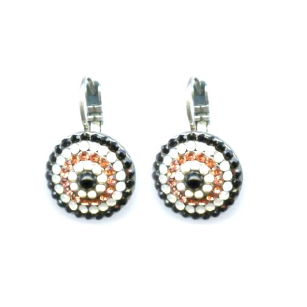 Mariana Earrings Chic Jet, White Opal & Light Peach Austrian Crystals Pomegranate Silk Road Coll.