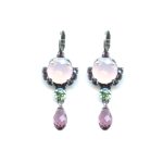Mariana Earrings Gorgeous Pink Opal, Chrysolite & Amethyst Austrian Crystals California Dreaming Songbook Coll. - Image 2