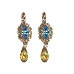 Mariana Earrings Exquisite Lt Blue & Golden Shadow Austrian Crystals Tinsel Winter Wonderland Coll. - Image 3