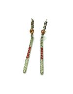 Mariana Earrings Long Bar Beaded Chrysolite, Opal, Lt Peach & Siam Austrian Crystals Boloria Dia My Butterfly Coll.