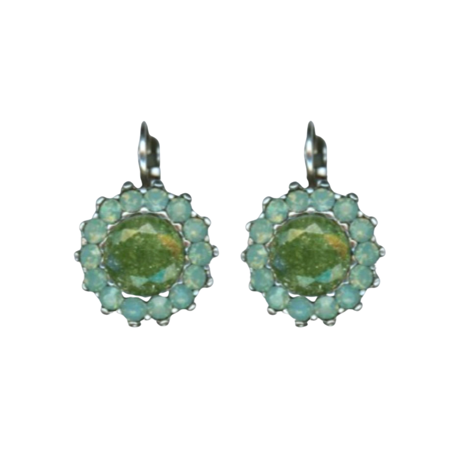 E-1317-1113-SP6 (1) Mariana Earrings Charming Floral Greens Austrian Crystals My Treasures Coll. - Image 1