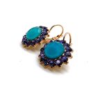 Mariana Earrings Alluring Floral Tanzanite & Caribbean Blue Opal Austrian Crystals My Treasures Coll. - Image 2