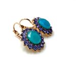 Mariana Earrings Alluring Floral Tanzanite & Caribbean Blue Opal Austrian Crystals My Treasures Coll. - Image 3