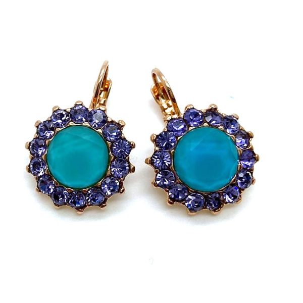 Mariana Earrings Alluring Floral Tanzanite & Caribbean Blue Opal Austrian Crystals My Treasures Coll.