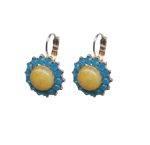 Mariana Earrings Yellow Jasper Mineral & Caribbean Blue Opal Austrian Crystals Kokomo Songbook Coll. - Image 2
