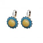 Mariana Earrings Yellow Jasper Mineral & Caribbean Blue Opal Austrian Crystals Kokomo Songbook Coll.