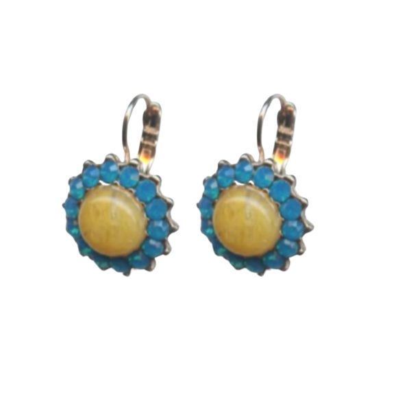 Mariana Earrings Yellow Jasper Mineral & Caribbean Blue Opal Austrian Crystals Kokomo Songbook Coll.