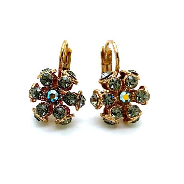 Mariana Earrings Dainty Floral Black Diamond & AB Austrian Crystals My Treasures Coll.