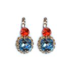 Mariana Earrings Stunning Red, Aqua and Champagne Austrian Crystals Tinsel Winter Wonderland Coll. - Image 2