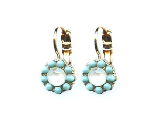 Mariana Earrings Lovely Floral Turquoise & White Opal Austrian Crystals Athena Caribbean Life Coll.