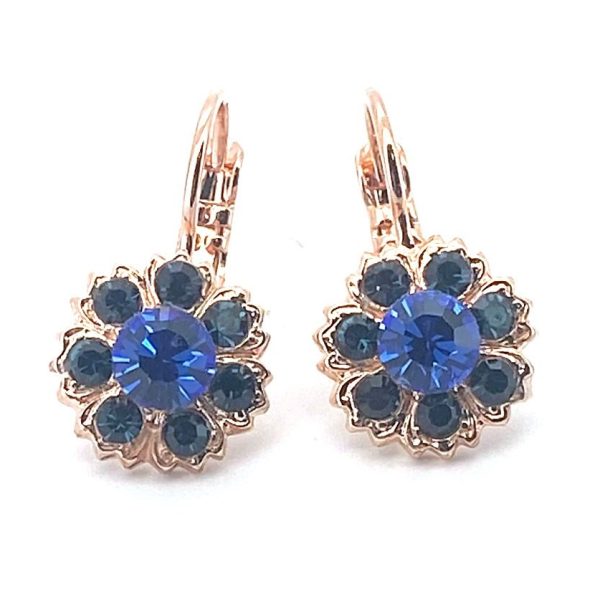 Earrings By Mariana Woman Floral Marbled Blue and Sapphire Swarovski Crystals