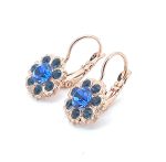 Earrings By Mariana Woman Floral Marbled Blue and Sapphire Swarovski Crystals - Image 2