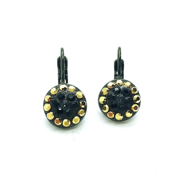 Mariana Earrings Alluring Jet & Gold Foil Austrian Crystals Courage Inspiration Coll.