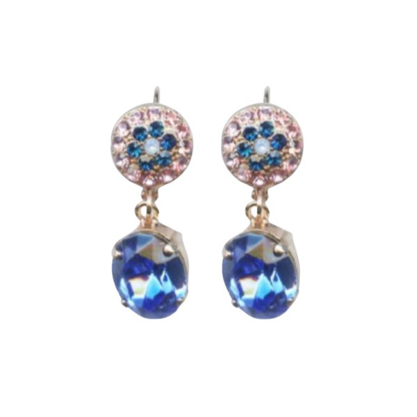 Mariana Earrings Sophisticated Blues & Lt Rose Austrian Crystals Kiss From A Rose Songbook Coll.
